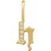 Ladies Natural Diamond Gothic Initial H Charm/Pendant (I1, H+) — 14K Yellow Gold