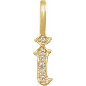 Ladies Natural Diamond Gothic Initial I Charm/Pendant (I1, H+) — 14K Yellow Gold