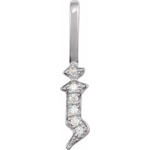 Ladies Natural Diamond Gothic Initial J Charm/Pendant (I1, H+) — 14K White Gold