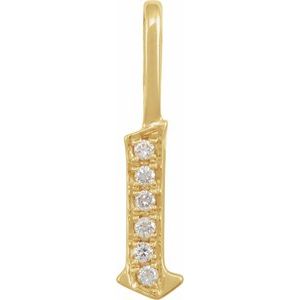 Ladies Natural Diamond Gothic Initial L Charm/Pendant (I1, H+) — 14K Yellow Gold