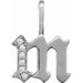 Ladies Natural Diamond Gothic Initial M Charm/Pendant (I1, H+) — 14K White Gold