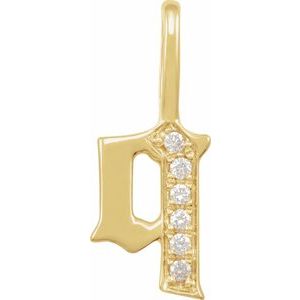 Ladies Natural Diamond Gothic Initial Q Charm/Pendant (I1, H+) — 14K Yellow Gold