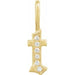 Ladies Natural Diamond Gothic Initial T Charm/Pendant (I1, H+) — 14K Yellow Gold
