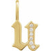 Ladies Natural Diamond Gothic Initial U Charm/Pendant (I1, H+) — 14K Yellow Gold