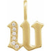 Ladies Natural Diamond Gothic Initial W Charm/Pendant (I1, H+) — 14K Yellow Gold