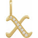 Ladies Natural Diamond Gothic Initial X Charm/Pendant (I1, H+) — 14K Yellow Gold