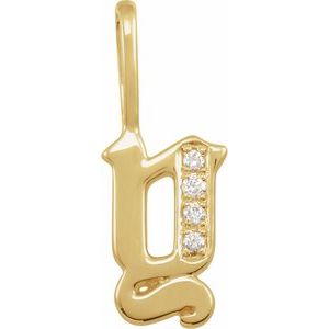 Ladies Natural Diamond Gothic Initial Y Charm/Pendant (I1, H+) — 14K Yellow Gold