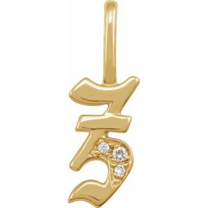 Ladies Natural Diamond Gothic Initial Z Charm/Pendant (I1, H+) — 14K Yellow Gold