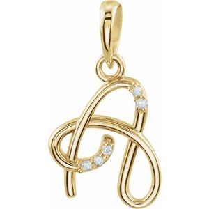 Ladies Natural Diamond Initial A Pendant (I1, G-H) — 14K Yellow Gold
