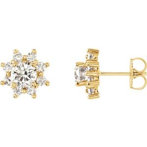 Ladies Natural Diamond Earrings — 14K Yellow Gold