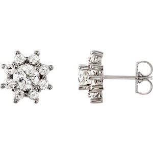 Ladies Natural Diamond Earrings — 14K White Gold