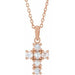 Ladies Rose-Cut Natural Diamond Cross Necklace (Vs/Si1, Ghi) — 14K Rose Gold
