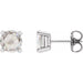 Ladies Rose-Cut Natural Diamond Stud Earrings — Sterling Silver