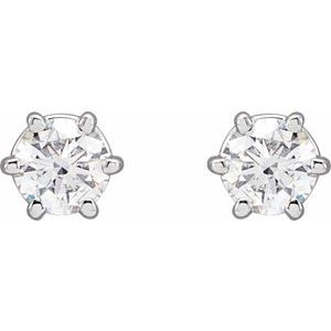 Lab-Grown Diamond Round 6-Prong Stud Earrings