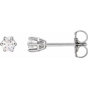 Ladies Natural Diamond Stud Earrings (I1, G-H) — 14K White Gold