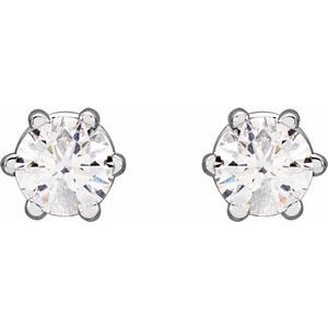Lab-Grown Diamond Round 6-Prong Stud Earrings