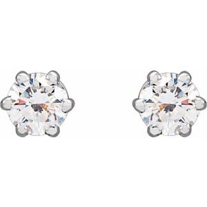 Lab-Grown Diamond Round 6-Prong Stud Earrings