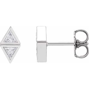 Ladies Natural Diamond Two-Stone Bezel-Set Earrings — Platinum