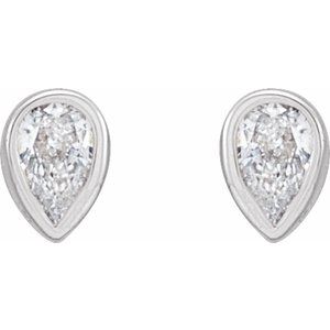 Lab-Grown Diamond Pear Bezel-Set Stud Earrings