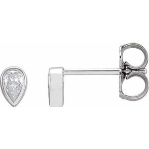 Lab-Grown Diamond Pear Bezel-Set Stud Earrings (Single Earring)