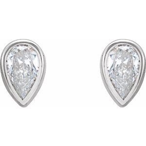 Lab-Grown Diamond Pear Bezel-Set Stud Earrings
