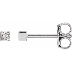 Ladies Natural Diamond Bezel-Set Earrings — Sterling Silver