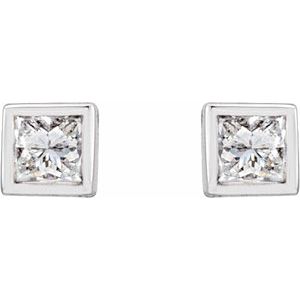 Lab-Grown Diamond Square Bezel-Set Stud Earrings