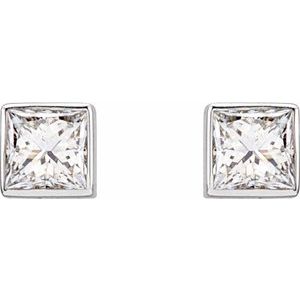 Lab-Grown Diamond Square Bezel-Set Stud Earrings