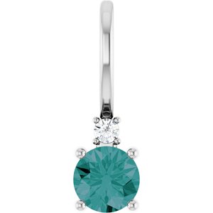 Ladies Natural Alexandrite Natural Diamond Charm/Pendant (I1, G-H) — Sterling Silver