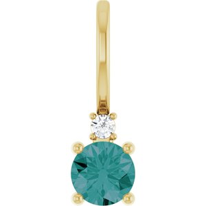 Ladies Natural Alexandrite Natural Diamond Charm/Pendant (I1, G-H) — 14K Yellow Gold
