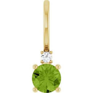 Ladies Natural Peridot Natural Diamond Charm/Pendant (I1, G-H) — 14K Yellow Gold