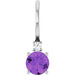 Ladies Natural Amethyst Natural Diamond Charm/Pendant (Si2-Si3, G-H) — Platinum