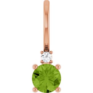 Ladies Natural Peridot Natural Diamond Charm/Pendant (I1, G-H) — 14K Rose Gold