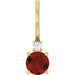 Ladies Natural Mozambique Garnet Natural Diamond Charm/Pendant (I1, G-H) — 14K Yellow Gold