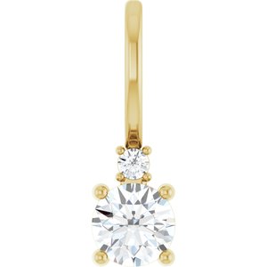 Ladies Natural White Sapphire Natural Diamond Charm/Pendant (I1, G-H) — 14K Yellow Gold