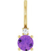 Ladies Natural Amethyst Natural Diamond Charm/Pendant (I1, G-H) — 14K Yellow Gold