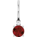 Ladies Natural Mozambique Garnet Natural Diamond Charm/Pendant (Si2-Si3, G-H) — Platinum