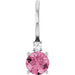 Ladies Natural Pink Tourmaline Natural Diamond Charm/Pendant (I1, G-H) — Sterling Silver