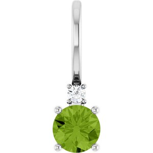 Ladies Natural Peridot Natural Diamond Charm/Pendant (I1, G-H) — 14K White Gold
