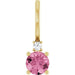 Ladies Natural Pink Tourmaline Natural Diamond Charm/Pendant (I1, G-H) — 14K Yellow Gold
