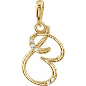 Ladies Natural Diamond Initial B Pendant (I1, G-H) — 14K Yellow Gold
