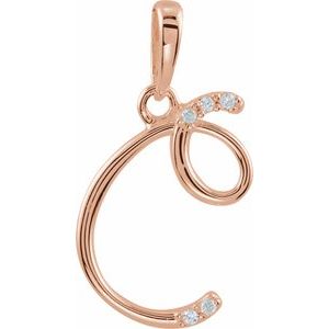 Ladies Natural Diamond Initial C Pendant (I1, G-H) — 14K Rose Gold