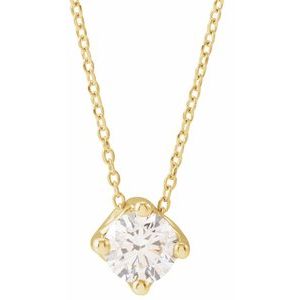 Ladies Natural Diamond Solitaire Necklace (I1, G-H) — 14K Yellow Gold