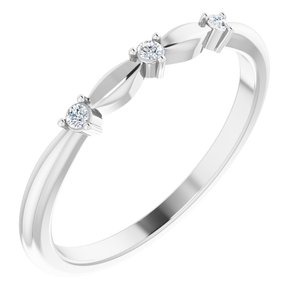Ladies Rose-Cut Natural Diamond Stackable Ring (I1, G-H) — 14K White Gold