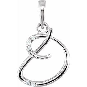 Ladies Natural Diamond Initial D Pendant (I1, G-H) — 14K White Gold