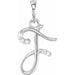 Ladies Natural Diamond Initial F Pendant (I1, G-H) — 14K White Gold