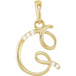 Ladies Natural Diamond Initial G Pendant (I1, G-H) — 14K Yellow Gold