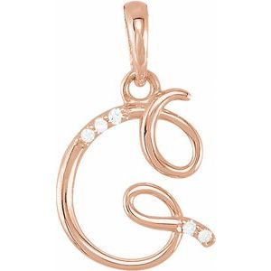 Ladies Natural Diamond Initial G Pendant (I1, G-H) — 14K Rose Gold