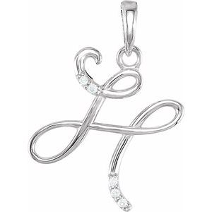 Ladies Natural Diamond Initial H Pendant (I1, G-H) — 14K White Gold
