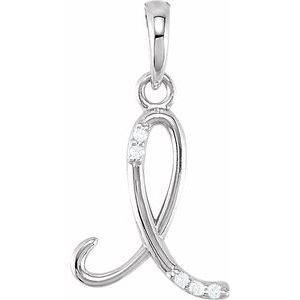 Ladies Natural Diamond Initial I Pendant (I1, G-H) — 14K White Gold